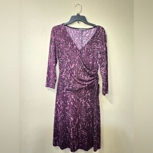 Jones Wear Long Sleeve Dress in Purple Print
